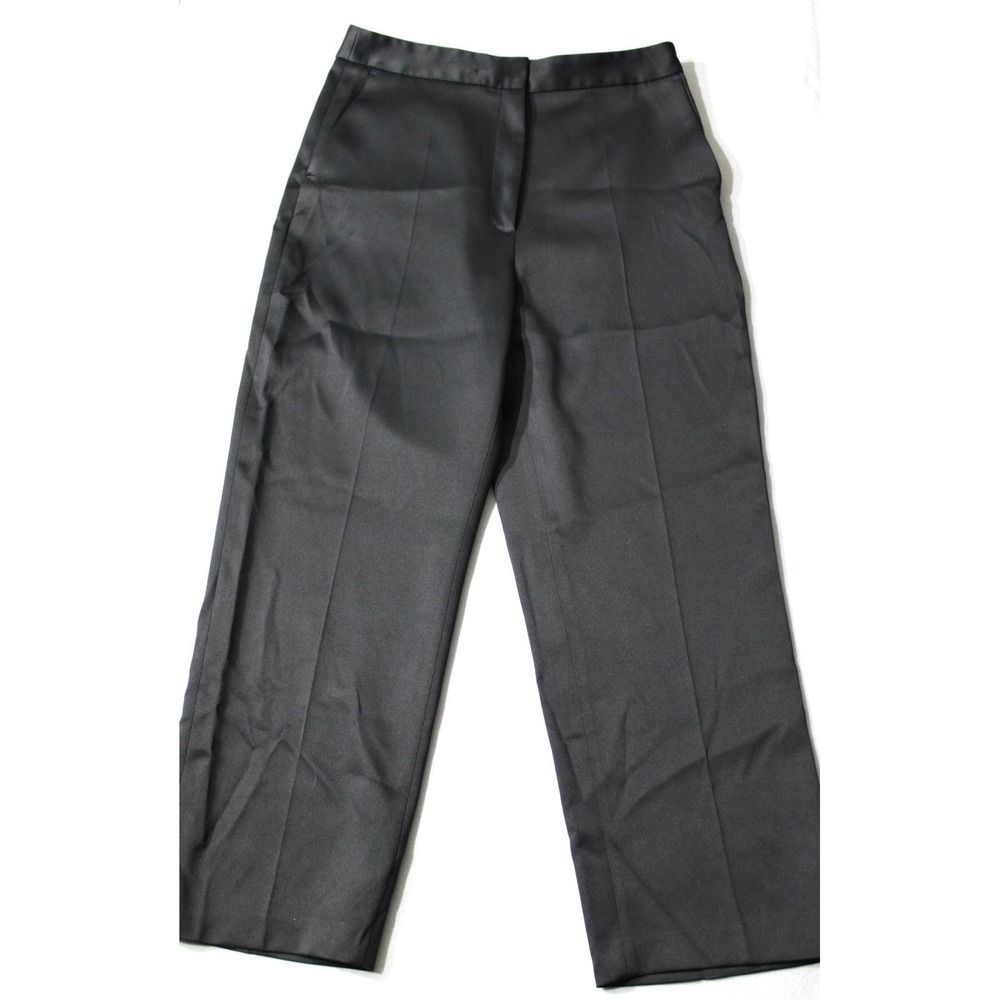 Zara Satin Wide Leg Trousers Large Black High Waist Dress Pants Feminine Chic